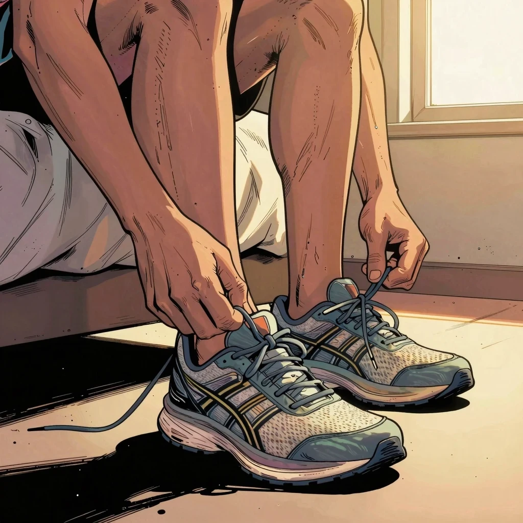 Persona usando el disparador invisible para automatizar sus metas de ejercicio físico por la mañana.