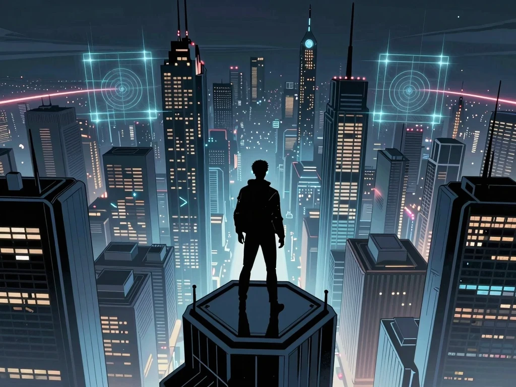 Persona en la cima de un edificio visualizando oportunidades gracias a sus actitudes para lograr metas.