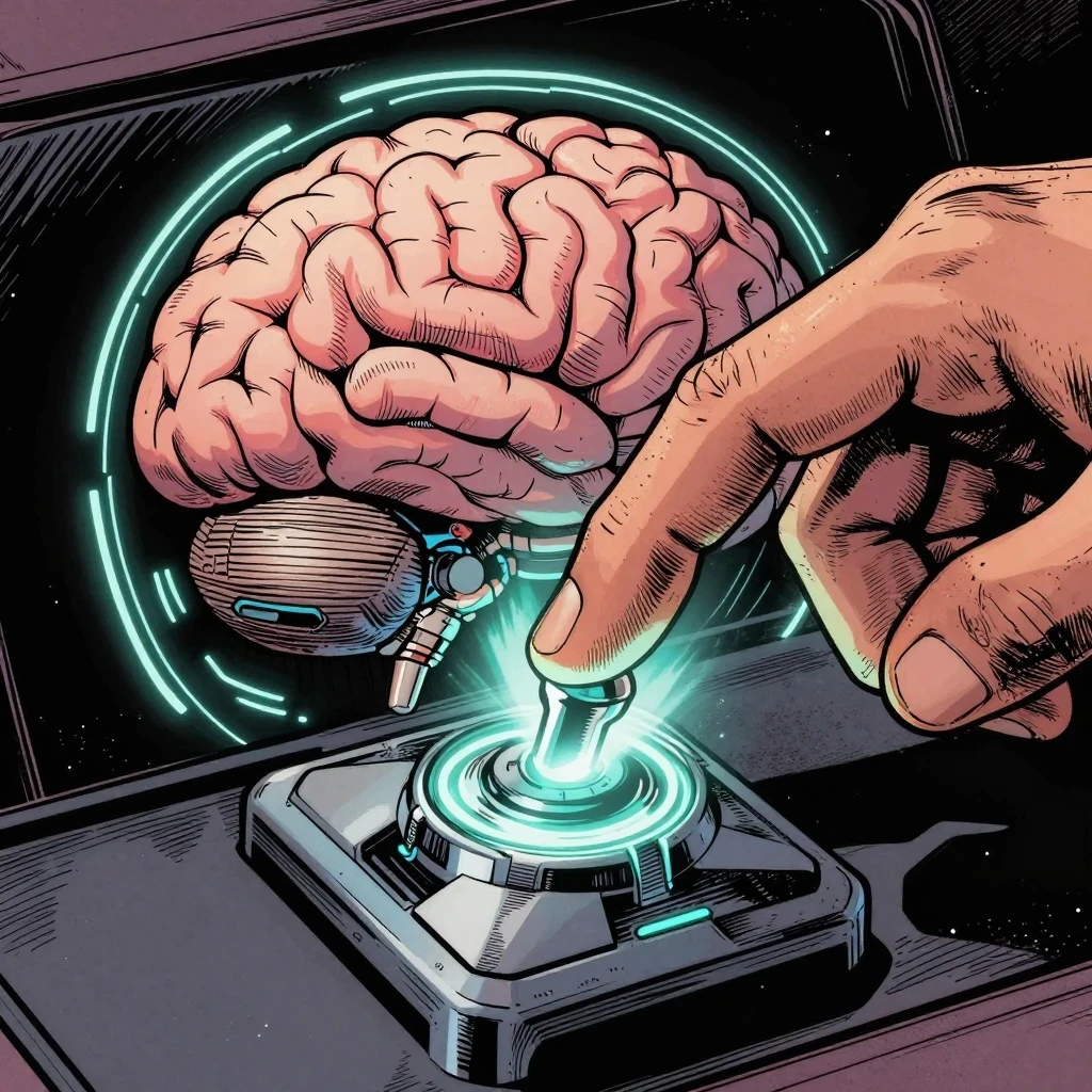 el-interruptor-mental Detalle de una mano activando un interruptor mental para bloquear el impacto de las críticas externas.