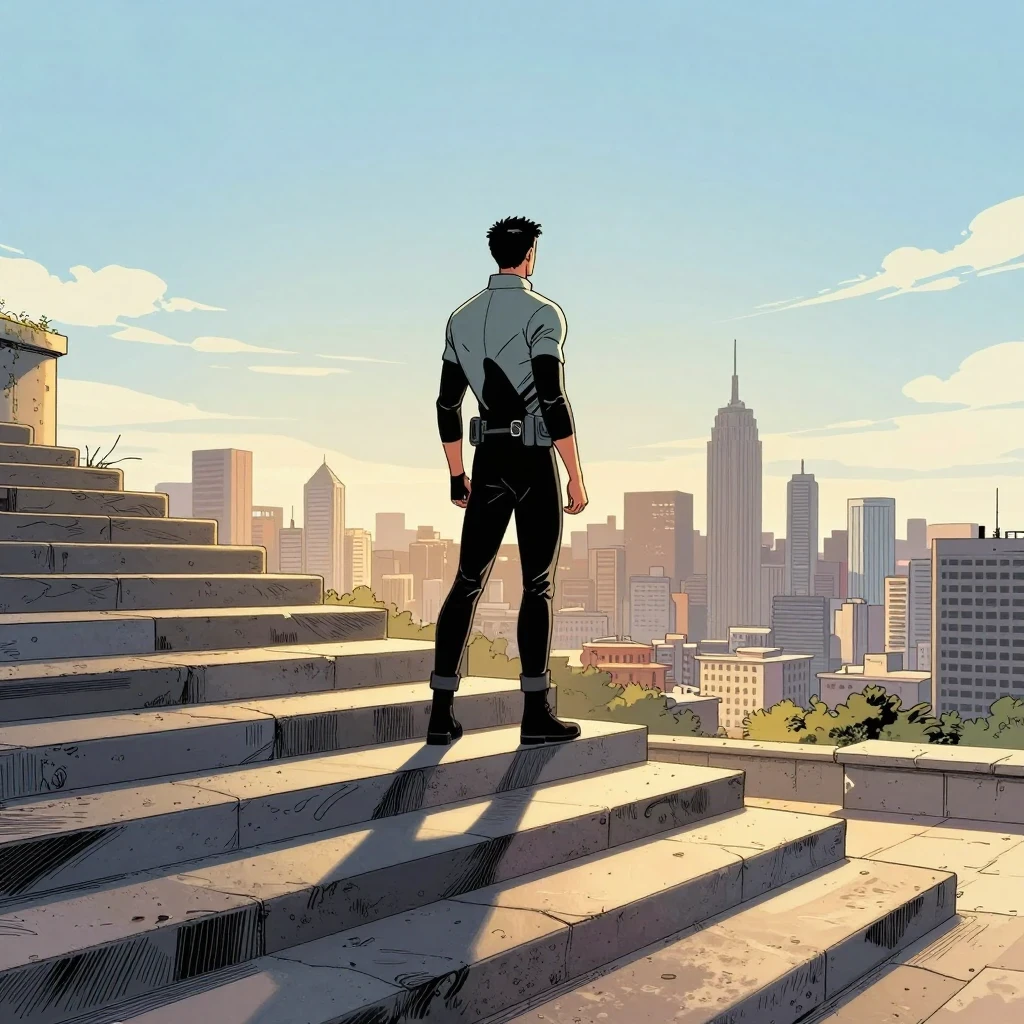 Gráfico de un personaje en la cima de unas escaleras logrando sus metas gracias a una autoestima sólida.